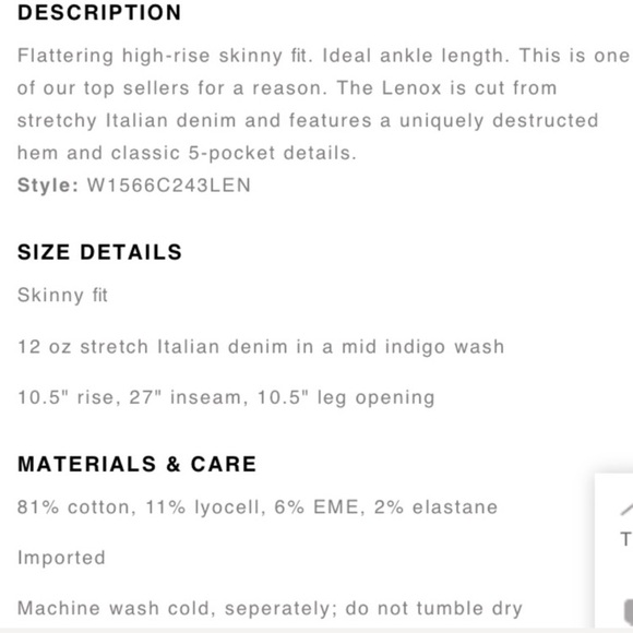 Rag & Bone Lenox High Rise Ankle Skinny fray hem - Picture 7 of 7